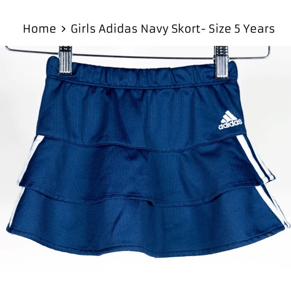 Girls Adidas Navy Skort - Picture 1 of 2